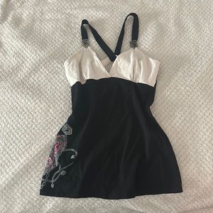 White and black mini dress
